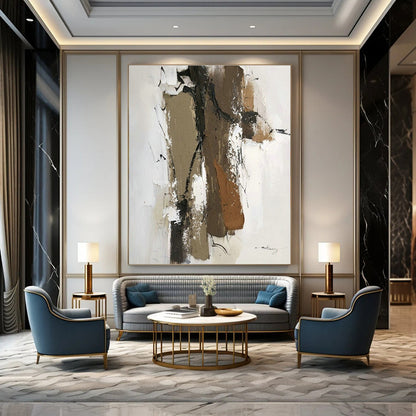 Brown - Gray - White Abstract Art for Bohemian Café & Rustic Home Den DLZ1676
