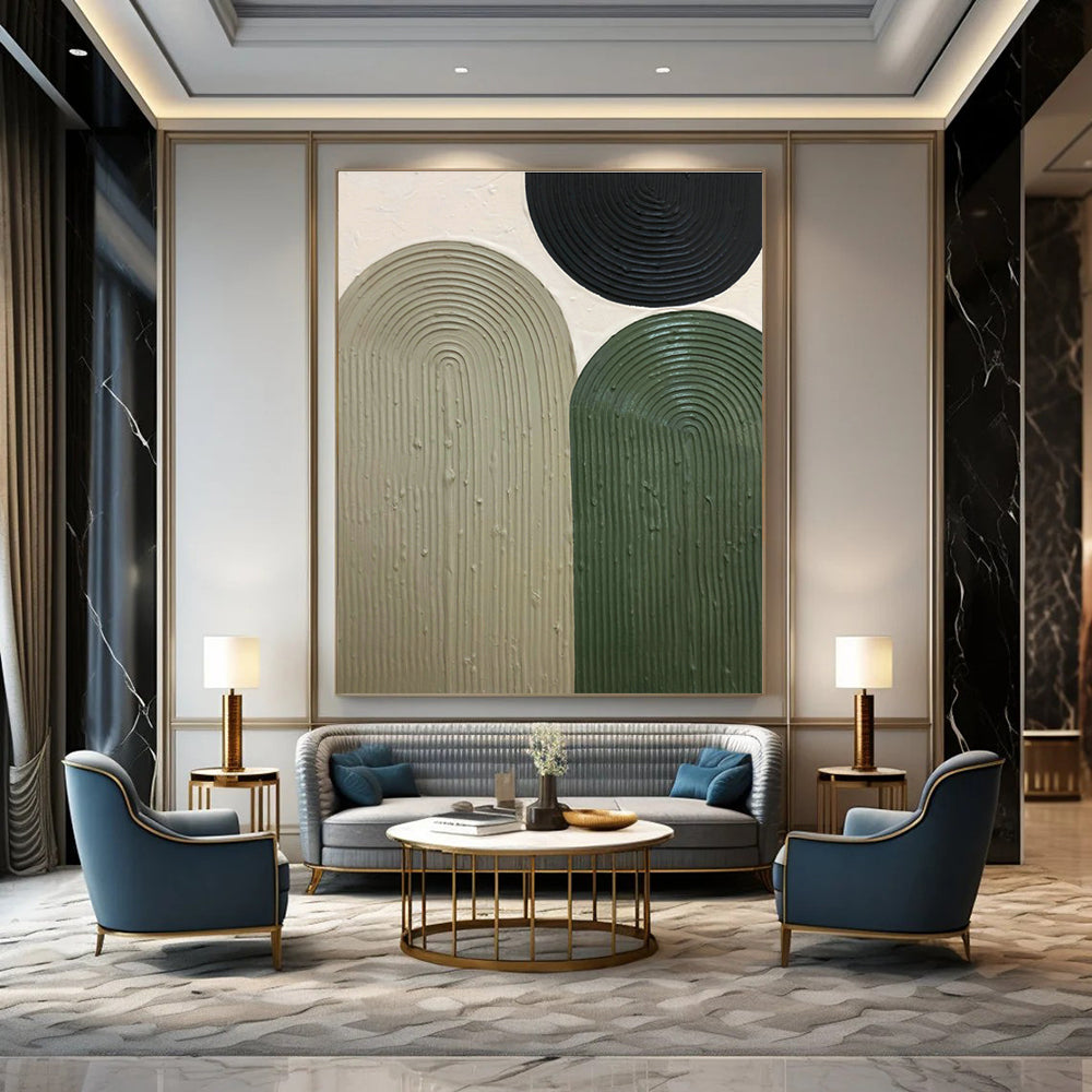Green - Brown - Black Relief Art for Rustic Home Entrance & Garden - Themed Café DLZ1173