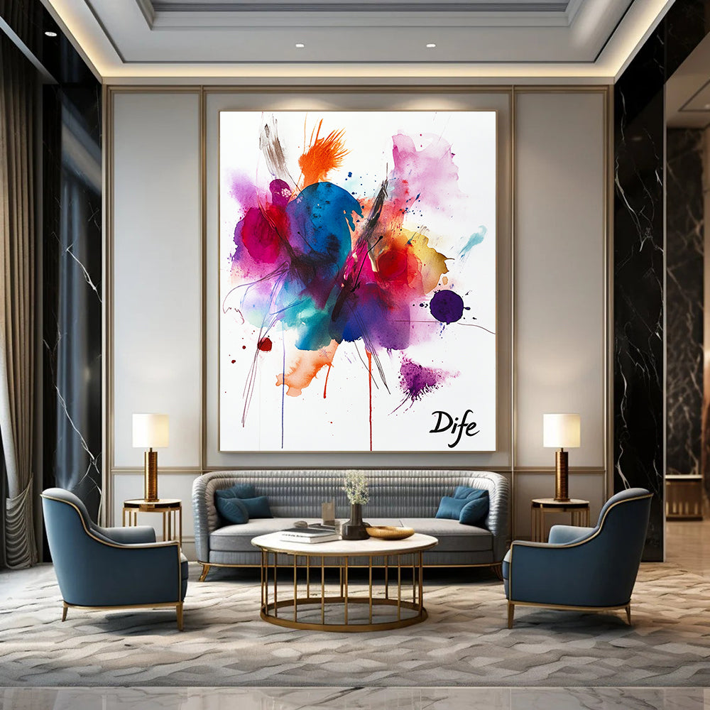 Bold Watercolor Bursts for Energetic Home Gym & Art - Loving Coffee Shop STSC1047