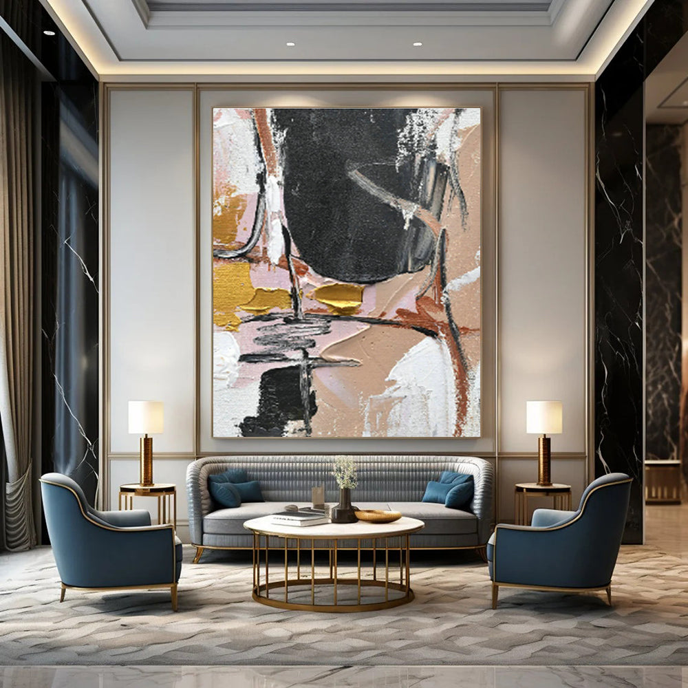 Pink - Gold Abstract for Bohemian - Style Boutique & Glamorous Bedroom DLZ0882