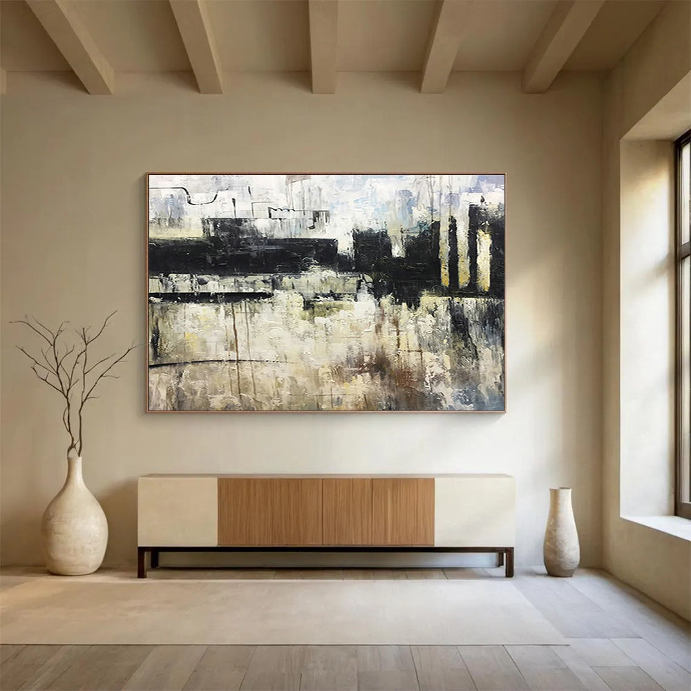 Monochrome Abstract Art for Sleek Corporate Boardrooms DLZ3101