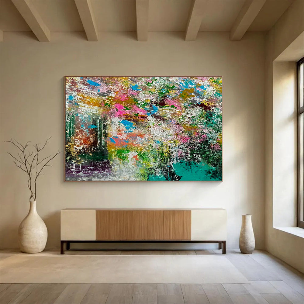 Colorful Floral Abstract Art for Bohemian - Style Garden Café Dining Walls DLZ3303