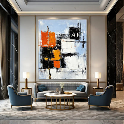 Abstract Color Block with “AI” for Tech - Inspired Office & Modern Art Space STSC742