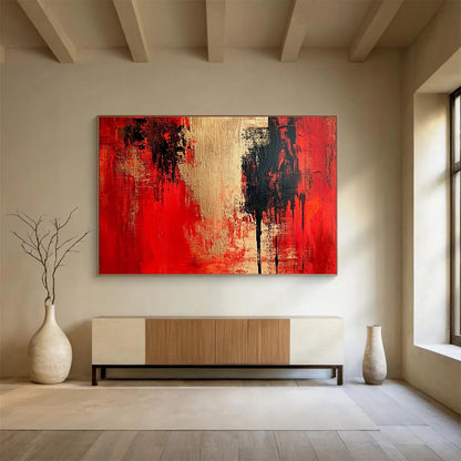 Red and Gold Abstract Art for Luxury Hotel Lobby & Opulent Home Office SC272