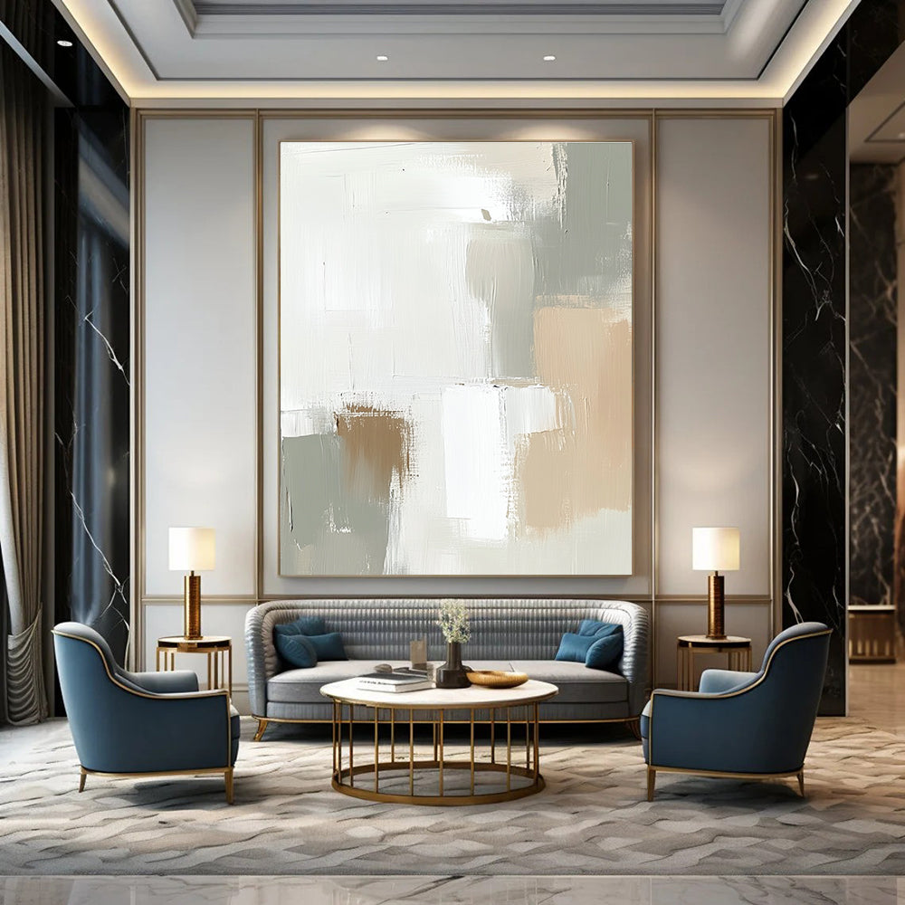 Neutral - Toned Abstract for Scandinavian - Style Home & Calm Meditation Space STSC379