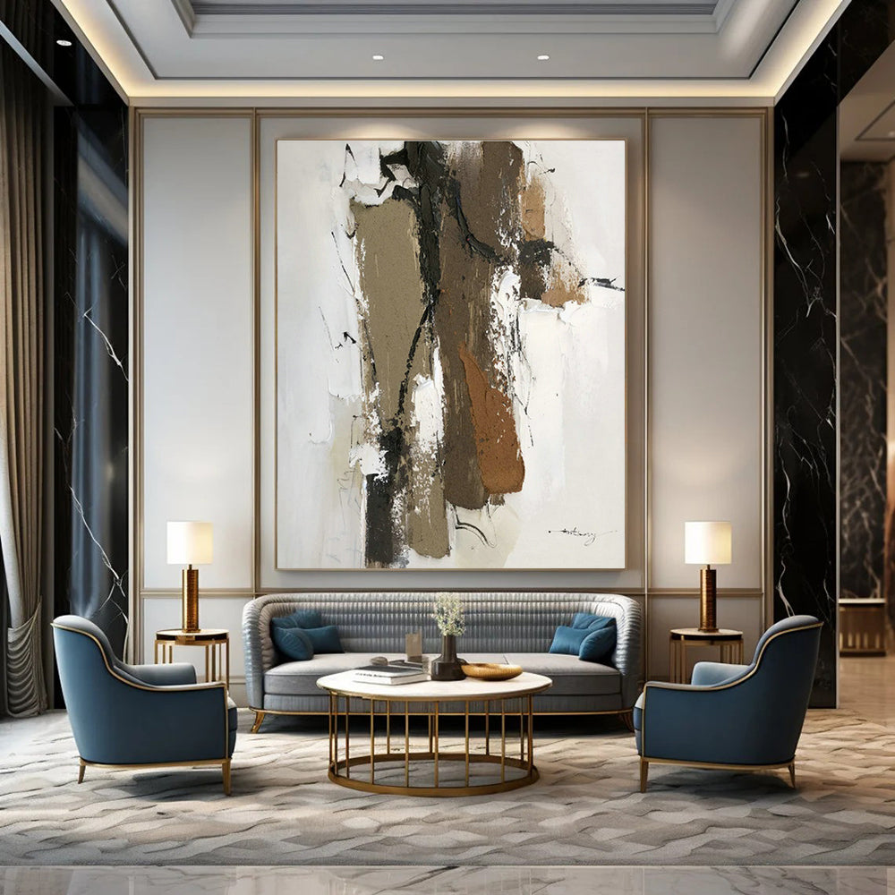 Brown - Beige Abstract Art for Rustic Restaurant & Art - Lover’s Home DLZ0806
