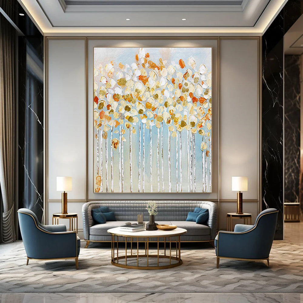 Golden Floral Tree Art for Bohemian Bedroom & Luxury Spa DLZ2161