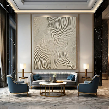 Gray - White Textured Abstract Art II for Art Gallery Corridor & Industrial - Chic Café DLZ1857