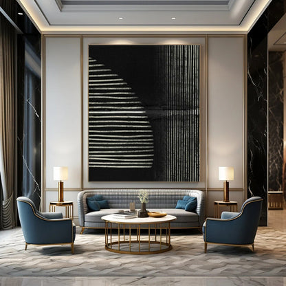 Monochrome Striped Art for Modern Gallery & Night Lounge DLZ1382