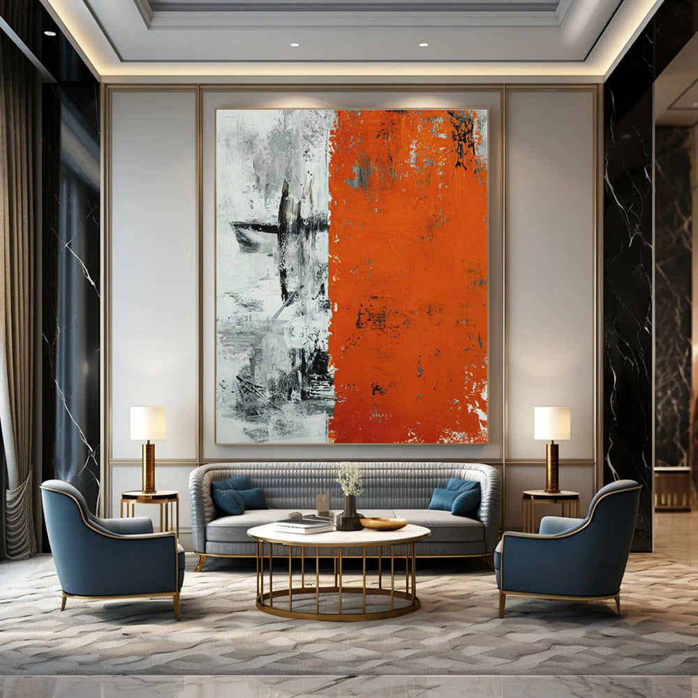 Orange - Grey Abstract Art for Living Room & Bedroom DLZ0494