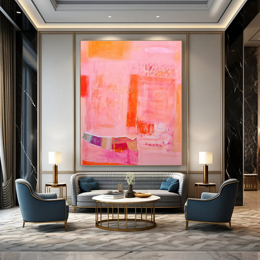 Pink - Orange Abstract Art for Romantic Bed and Breakfast Suites DLZ0177