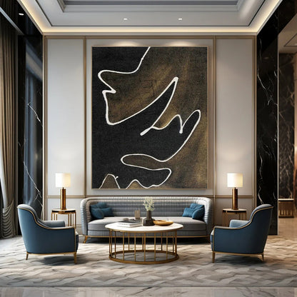 Black - Brown Line Art for Industrial - Style Bar Wall Decor DLZ0070