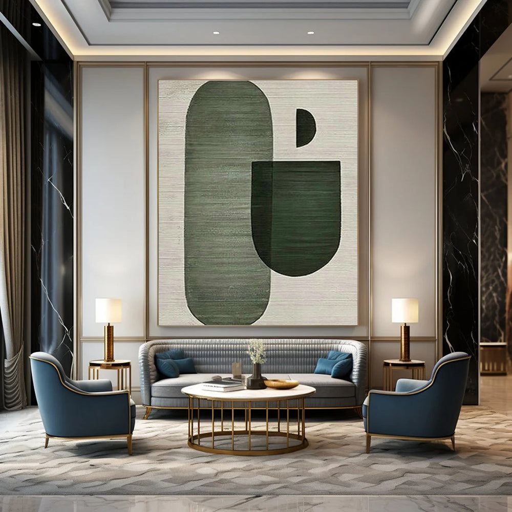 Green Geometric Shapes Art for Modern Office Lounge & Minimalist Home Study DLZ1520
