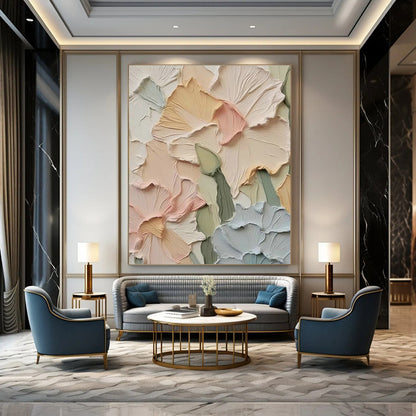 Textured Pastel Flower Art for Bohemian Bedroom & Garden - Themed Café DLZ1400
