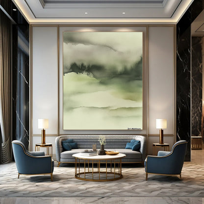 Gentle Green Watercolor Art for Yoga Studio & Nursery STSC068