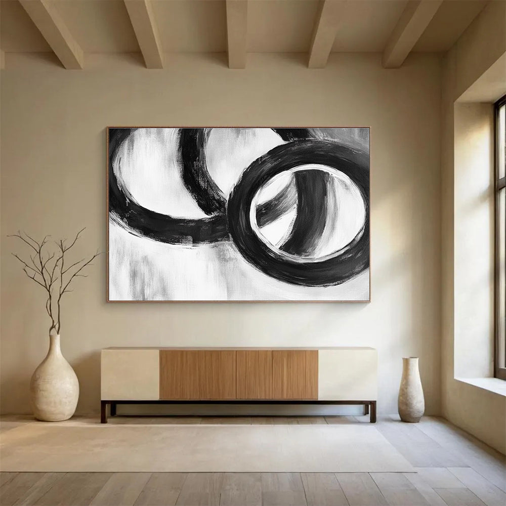 Black Circular Forms Art for Bohemian - Style Café & Art Studio SC013
