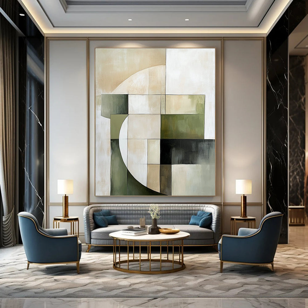 Geometric Neutral Tones for Minimalist Living Room & Modern Office STSC430