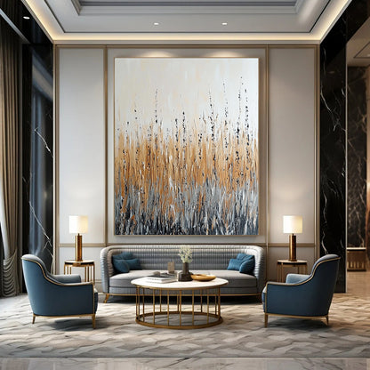Neutral Grass Abstract for Minimalist Bedroom & Rustic Home Office STSC284