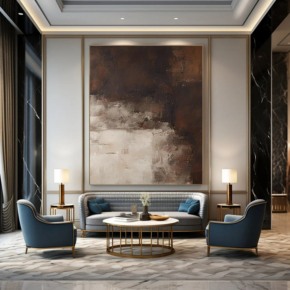 Brown and White Abstract Art for Rustic Home & Art - Themed Library DLZ2169