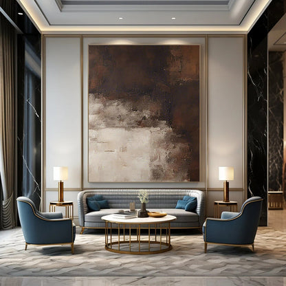 Brown and White Abstract Art for Rustic Home & Art - Themed Library DLZ2169