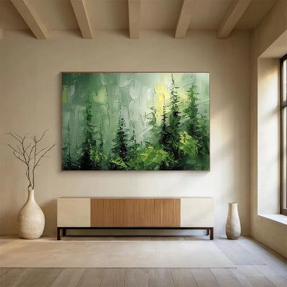 Green Forest Palette Knife Art for Nature - Lover’s Cabin Bathroom Retreats DLZ3214