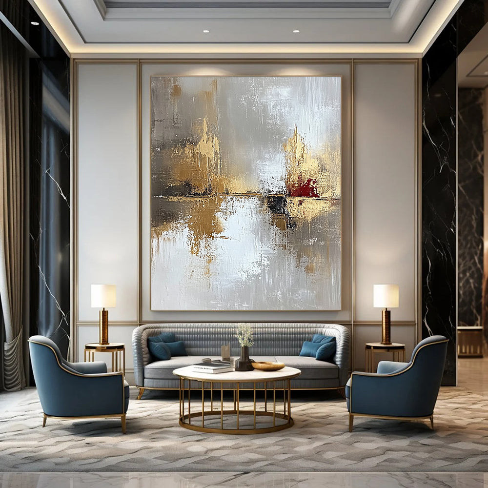 Grey and Gold River Abstract for Luxury Spa Lounge & Sophisticated Home Library STSC402