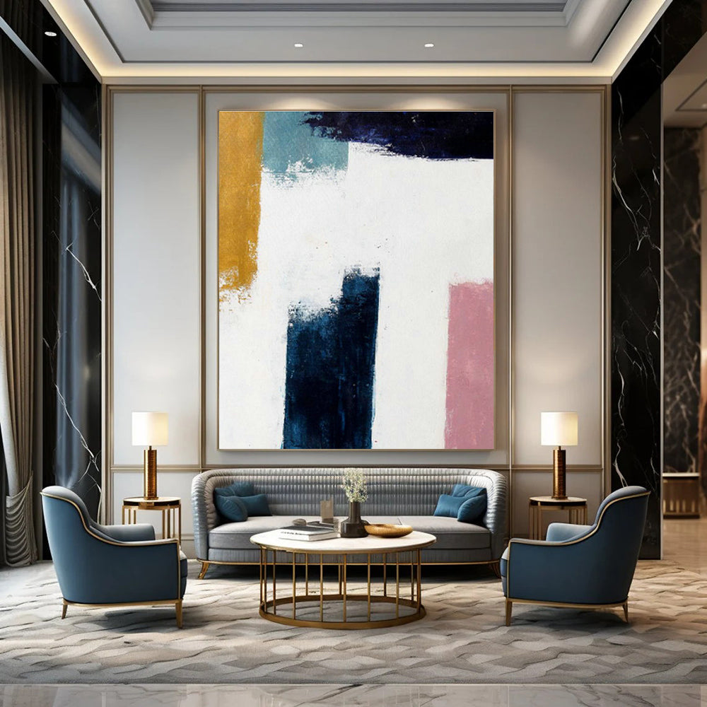 Color - Block Abstract Art for Minimalist Home Office Desksides DLZ0037