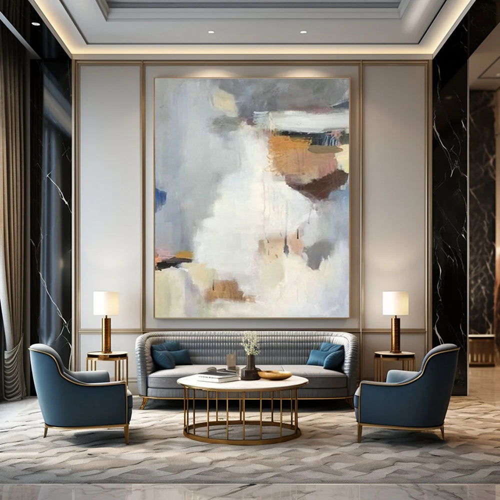 Gray - White Color - Block Abstract for Modern Office Lounge & Art - Focused Library DLZ0963