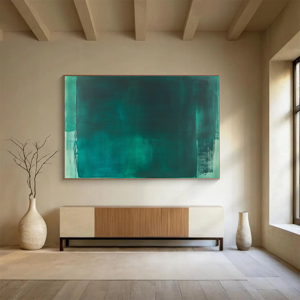 Teal Monochromatic Abstract Art for Contemporary Office & Art - Themed Lounge SC233