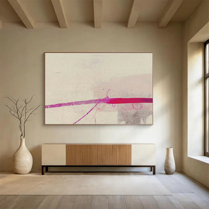 Pink - Purple Line Abstract Art for Minimalist Studio Workspaces DLZ2663