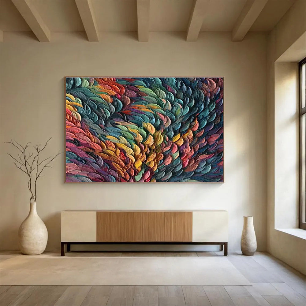Colorful Feather - Like Abstract Art for Fashion Showroom Display Walls DLZ3241