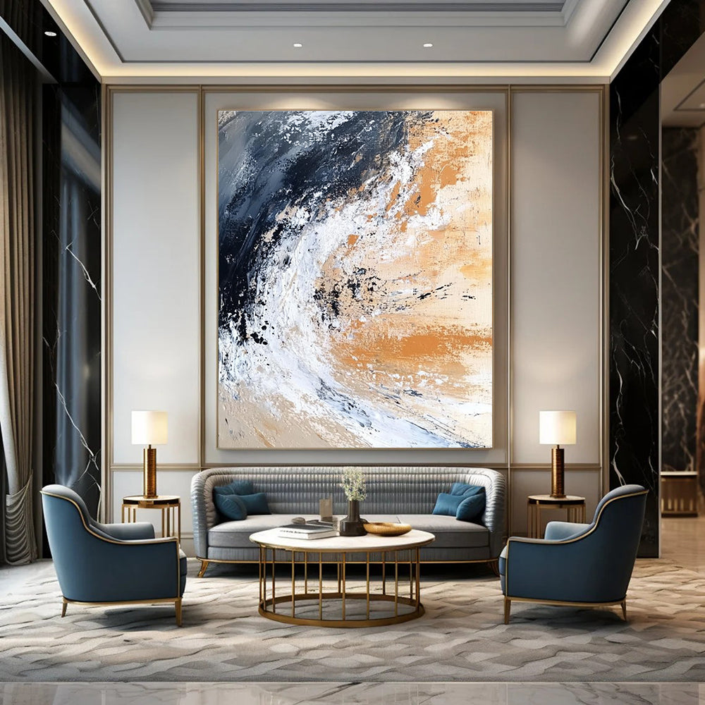 Earth - Toned Abstract Wave for Industrial - Chic Home & Minimalist Art Space STSC555