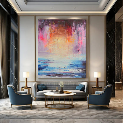 Pink - Purple - Orange Abstract Art for Beach Resort Spa Waiting Rooms DLZ0027