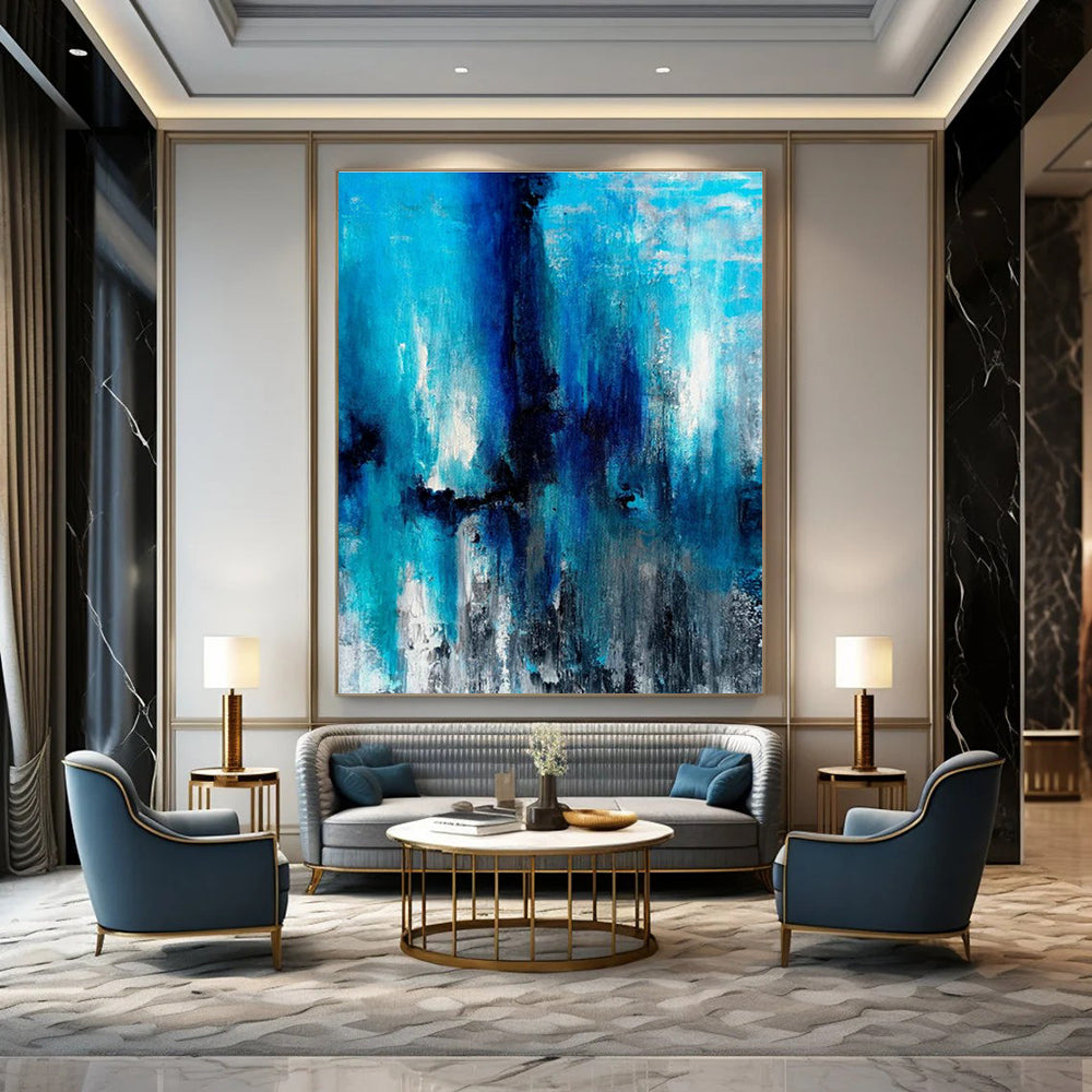 Blue - Toned Abstract Art for Coastal Home Bedroom Relaxation Corners DLZ0023