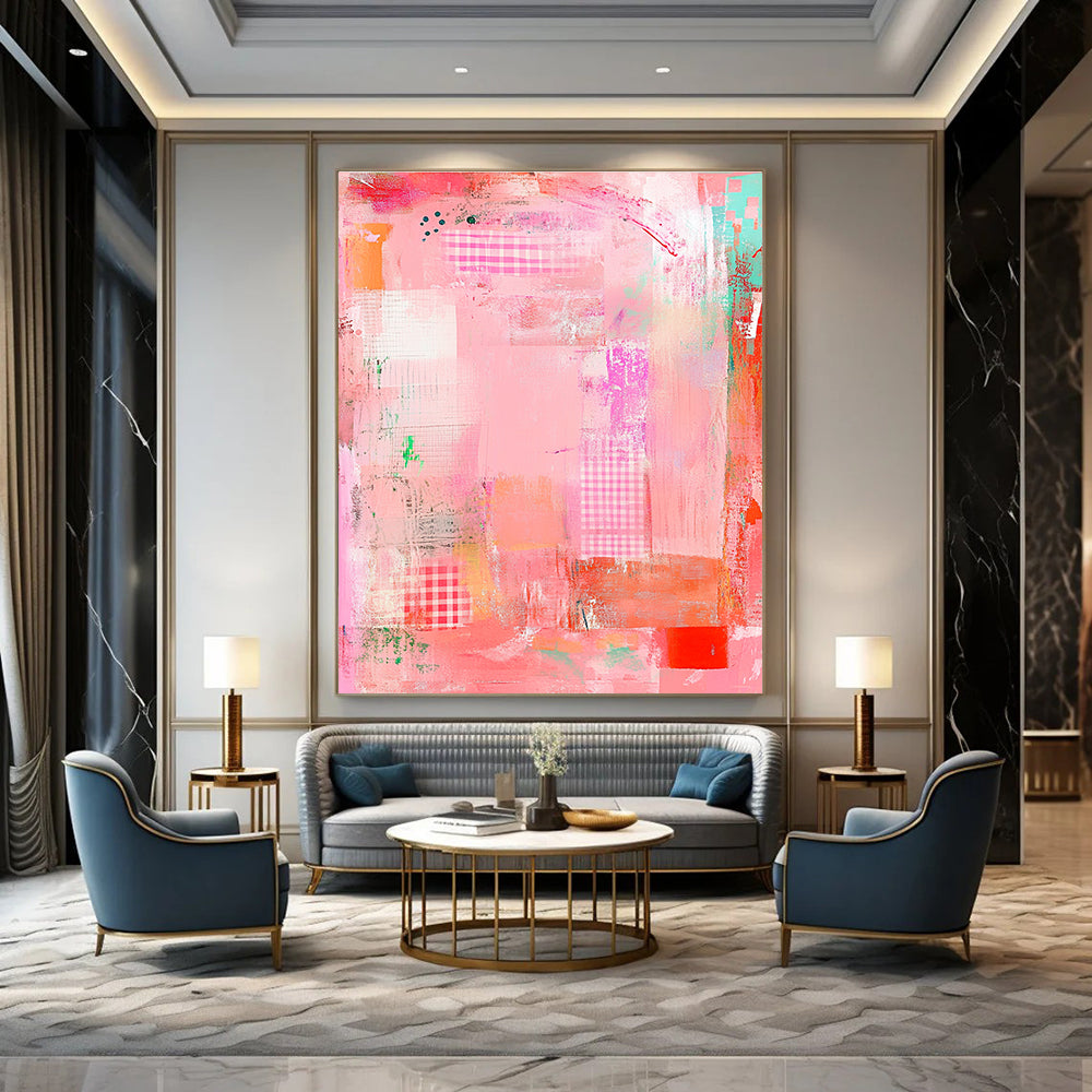 Pink Patchwork Abstract for Girly Bedroom & Fashion Boutique STSC830