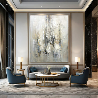 Gray - White Abstract Art for Industrial - Style Home & Contemporary Art Gallery DLZ1826