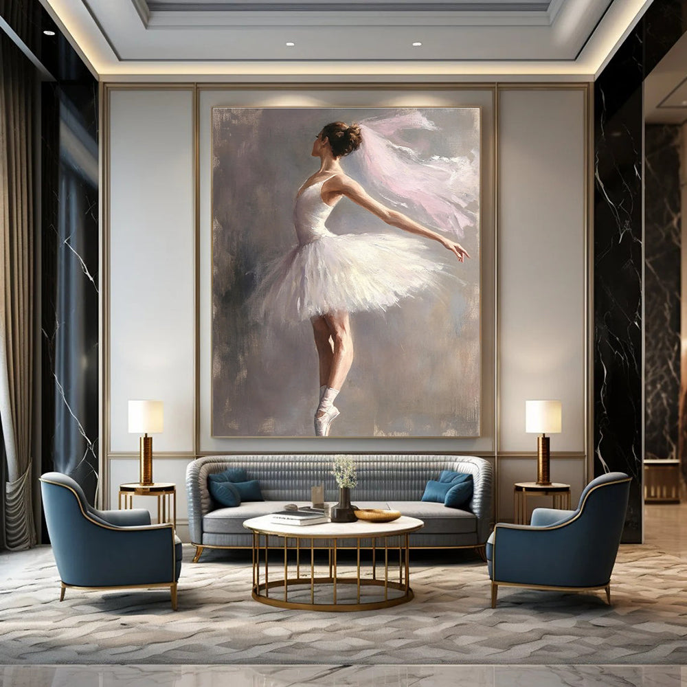 Ballerina in White Tutu for Classical Dance Studio & Elegant Home Dining Room STSC1004