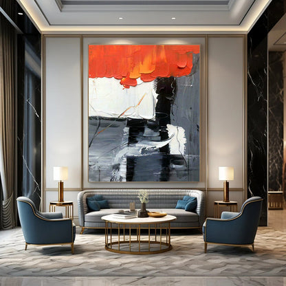 Red - Black - White Abstract Art for Corporate Boardroom & Modern Art Museum DLZ1065