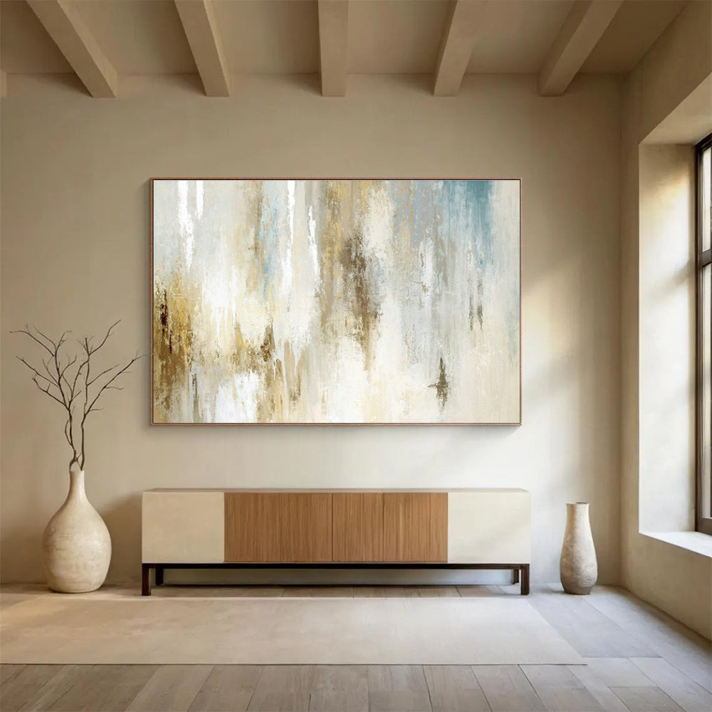 Beige - Blue Abstract Art for Scandinavian - Style Home Offices DLZ2521