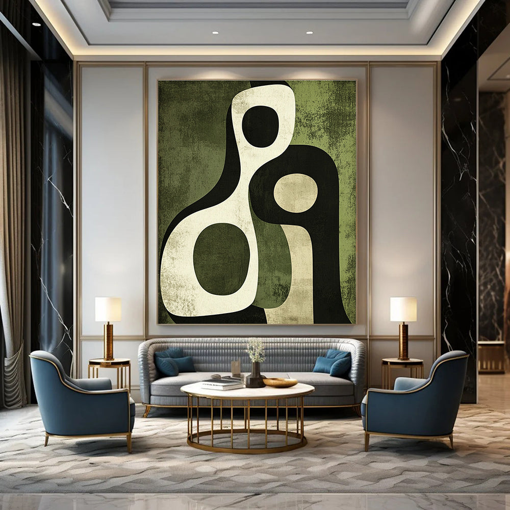 Green - Toned Abstract Figures for Eco - Friendly Home & Botanical Art Space STSC476