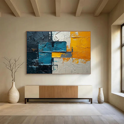 Colorful Block Texture Abstract Art for Contemporary Art Gallery Showcases DLZ2660