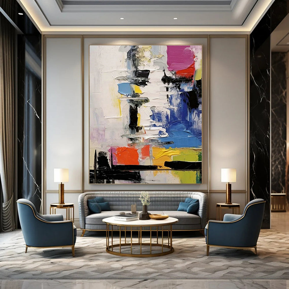 Colorful Impasto Abstract Painting for Living Room & Studio DLZ0368
