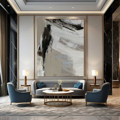 Minimalist Grey Abstract Art for Modern Office & Neutral - Toned Bedroom DLZ1311