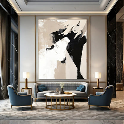 Beige and Black Abstract Character for Minimalist Home Office & Modern Studio STSC408