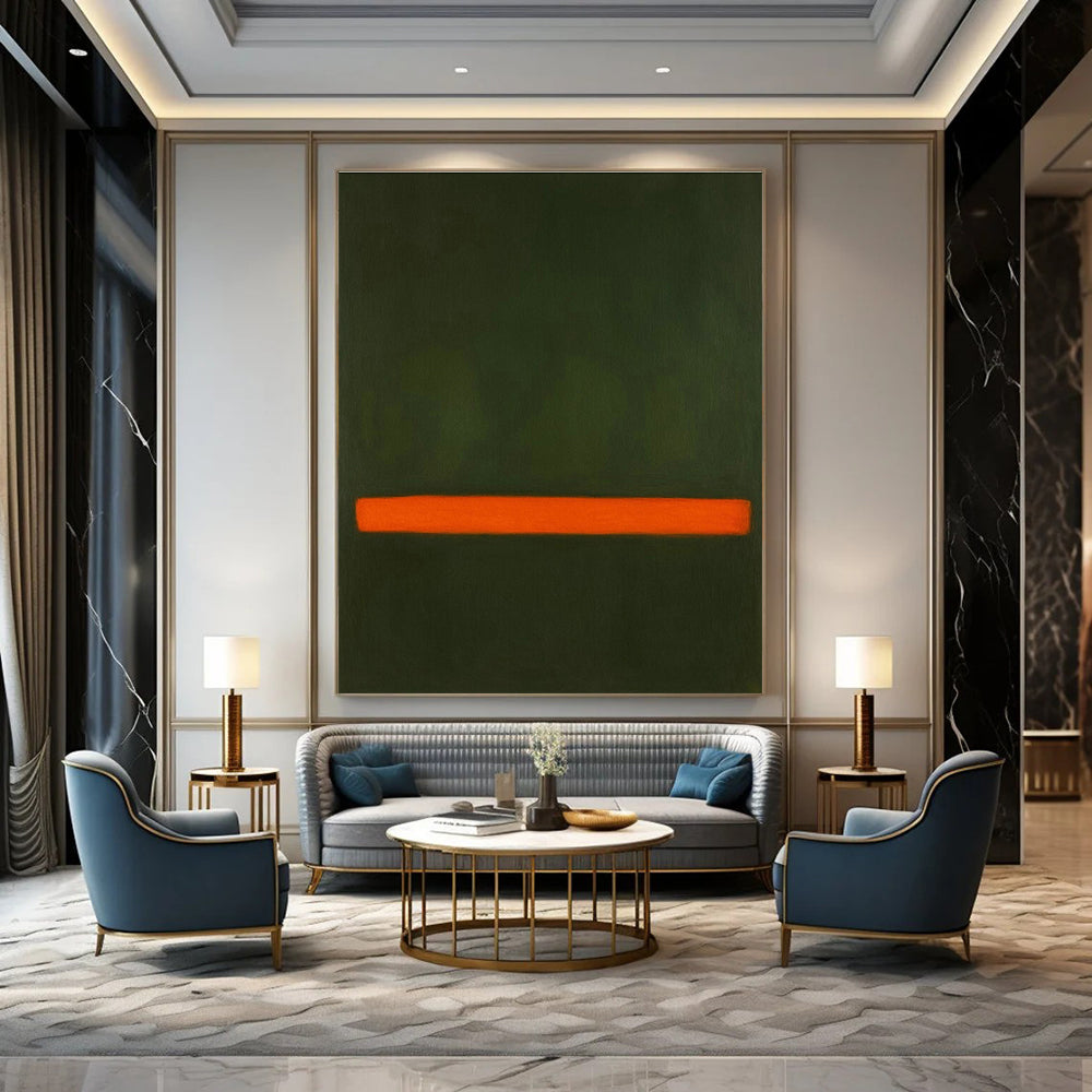 Green - Orange Minimalist Art for Industrial Loft & Contemporary Study DLZ2102
