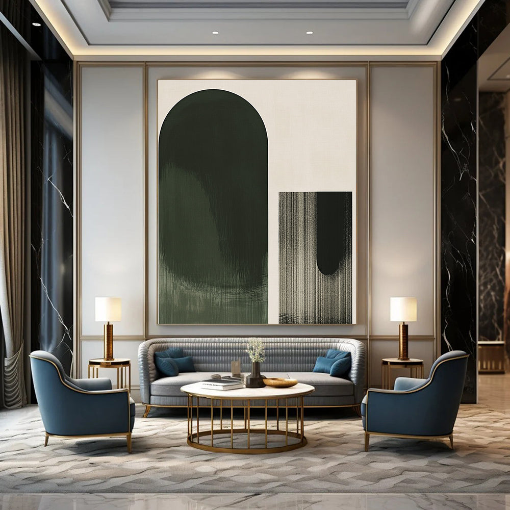 Abstract Green Shapes Art for Contemporary Home Living Room & Art Gallery Corridor STSC1031