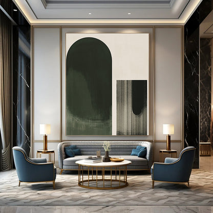 Abstract Green Shapes Art for Contemporary Home Living Room & Art Gallery Corridor STSC1031