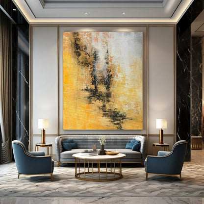 Yellow - Brown Abstract Art for Industrial - Style Coffee Shop Walls DLZ0041
