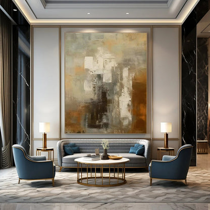 Neutral Geometric Abstract Art for Minimalist Library & Design Studio DLZ1443