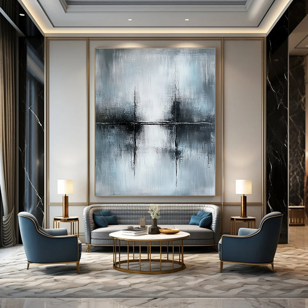 Minimalist Gray Cross Art for Office & Hallway STSC070